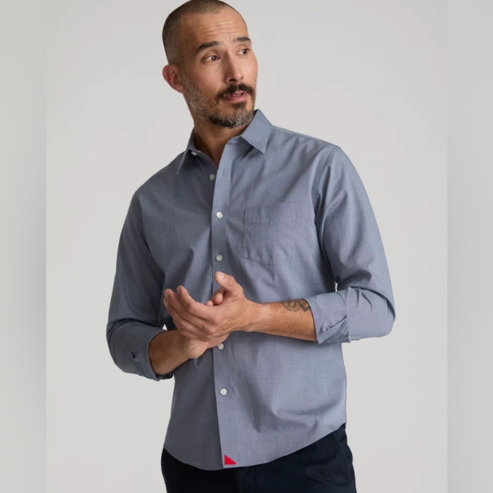 UNTUCKit Shirt Mens L Navy Pio Cesare Wrinkle Free Button Down Long Sleeve